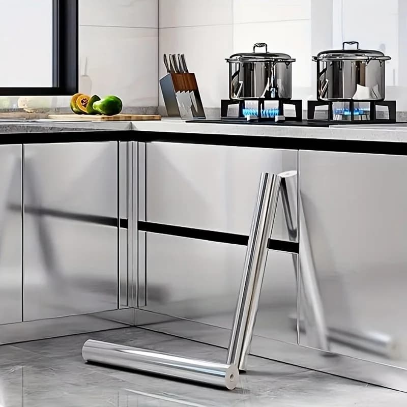 Silver Brushed Aluminum Foil Contact Paper Self Adhesive Waterproof Heat Resistant Wallpaper for Kitchen Stove Cabinet Decor