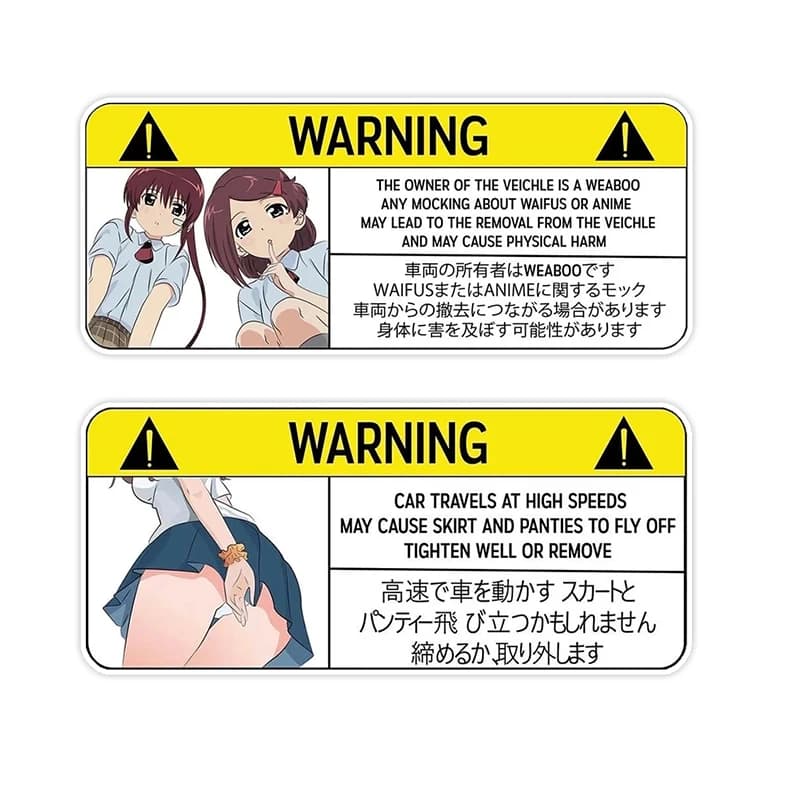 2 Pezzi Adesivi in Vinile con Motivi Anime Divertenti, Decalcomanie Impermeabili Autoadesive per Decorazione Auto, Bici, Casco, Laptop