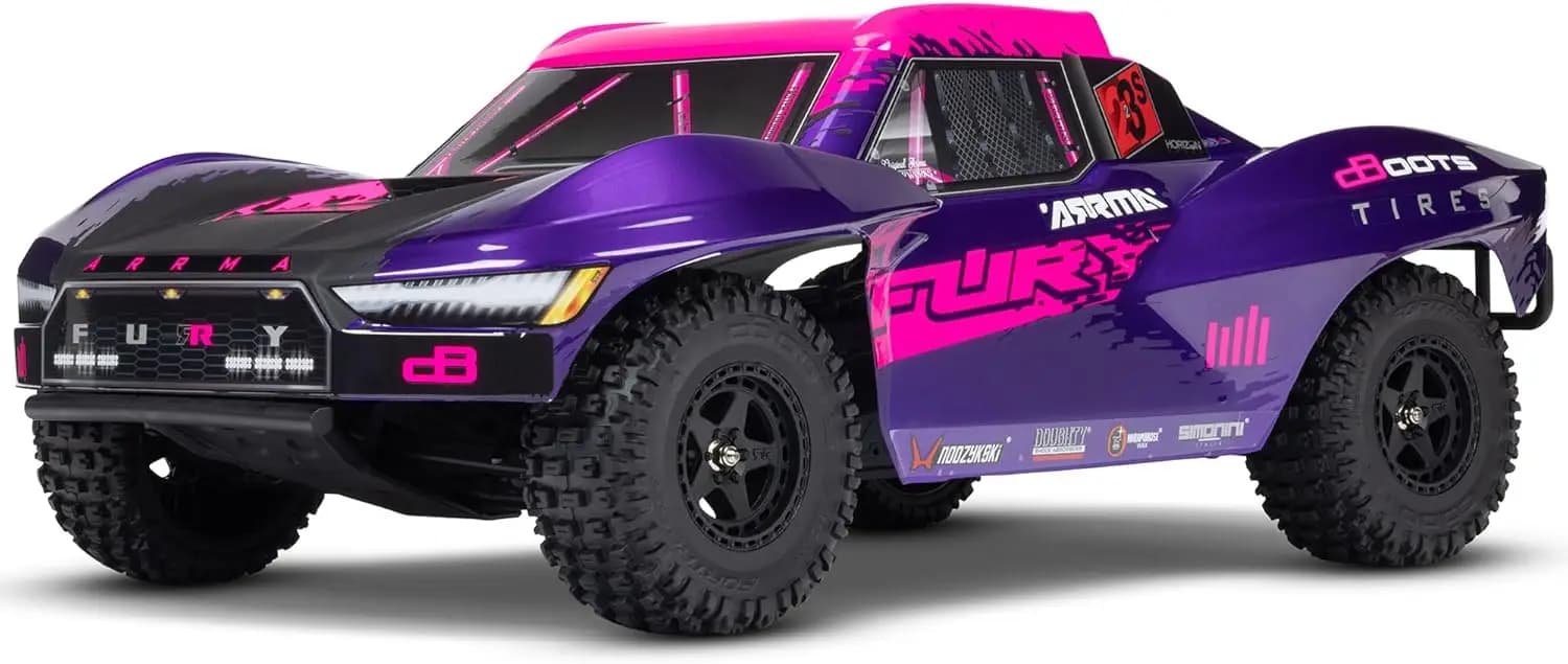 RC Truck 1/10 FURY 2wd 223S BLX Brushless Short Course Truck RTR (Battery and Charger Not Included) with DSC, Purple, ARA3521T3