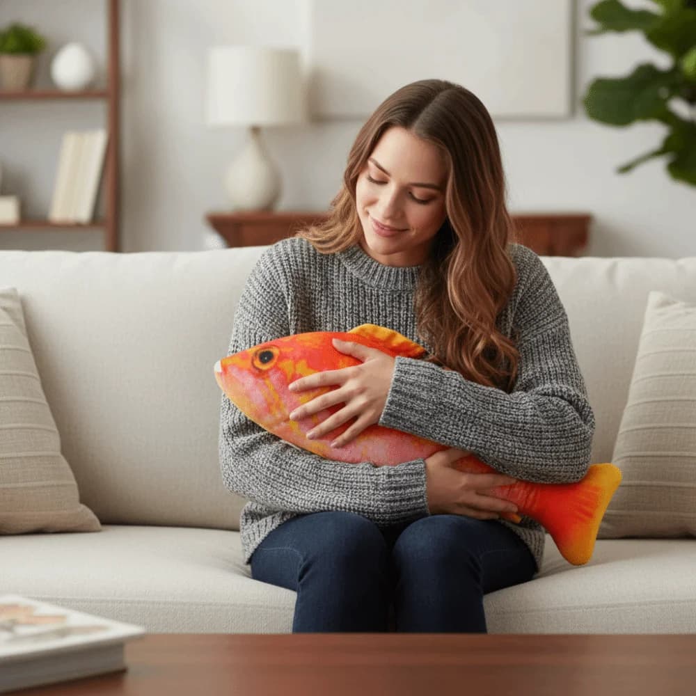 Cuscino a Forma di Pesce Marino Simulato, Peluche a Forma di Pesce Cartone Animato, Bambola di Peluche a Forma di Pesce da 30 cm, Morbido Cuscino Anime a Forma di Pesce