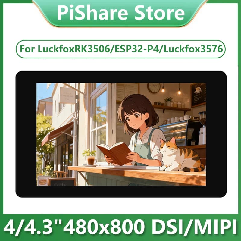 Display LCD Touchscreen Capacitivo DSI da 4/4,3 Pollici per Raspberry Pi 4, 480x800, Touch a 5 Punti per Luckfox Lyra RK3506/ESP32-P4