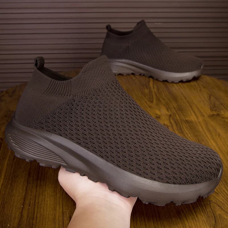 Male Solid Leisure Walking Shoes Shock Cushion Insole Anti Slip Wearproof Mesh Outdoor Commute Sports Sneakers