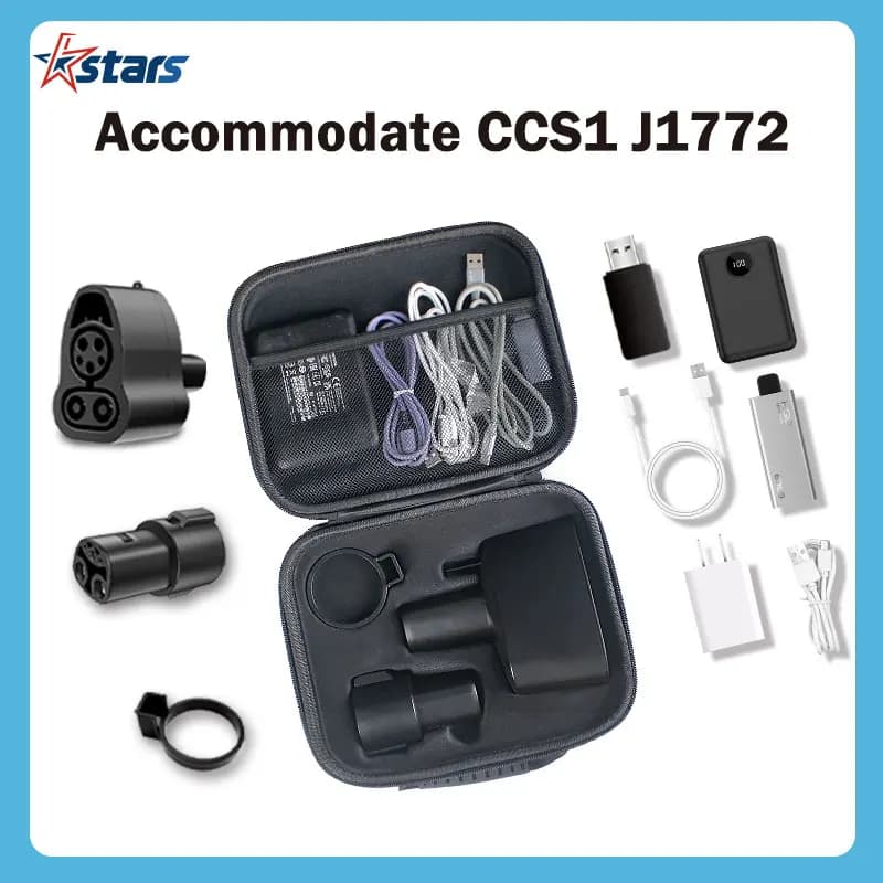 Tesla CCS1 J1772 Battery Charger Adapter Bag, Adapter Box, Storage Bag, Electric Vehicle Charging Accessories