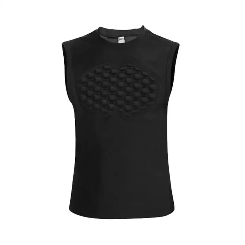 Maglia da calcio imbottita per giovani maglietta con protezione dello sterno maglia a coste sul petto protezione per l'anca protezioni per le costole camicia a compressione per bambini con