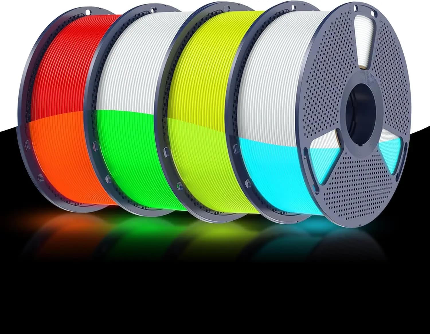Glow in Dark PLA 4-Pack, 1.75mm Luminous 3D Printer Filament, Dimensional Accuracy +/- 0.02mm, 4kg Total, 1kg/Spool (Blue/Green/Red/Yellow)