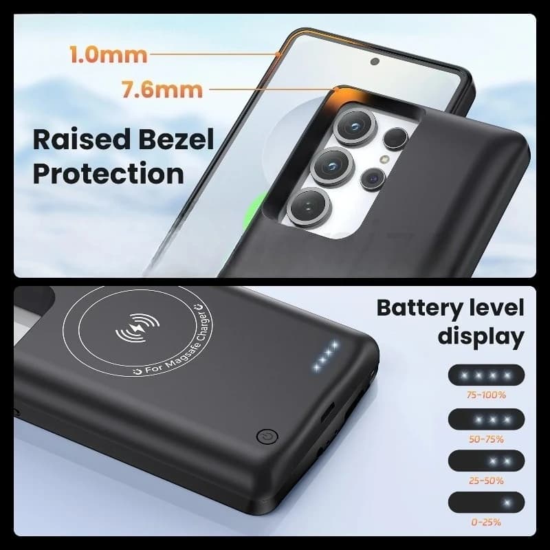 Per Samsung Galaxy S22 S23 S24 S25 Ultra S25 Plus: Custodia di ricarica magnetica wireless con batteria integrata per power bank mobile