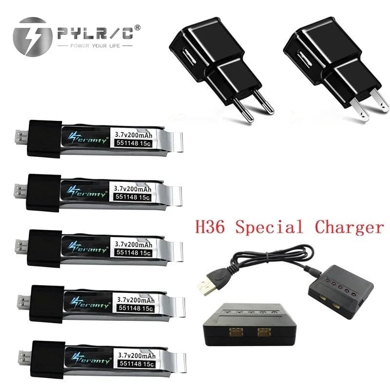 Aggiornato per batteria V911 F929 F939 con set di caricabatterie per elicottero WLtoys V911 F929 F939 RC 3,7 V 200 mAh 551148 Batteria UE/USA