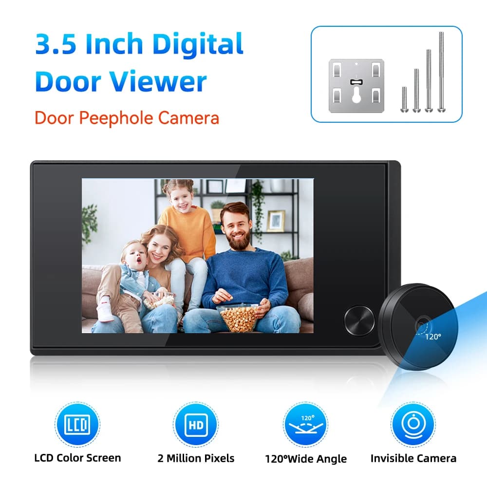 Stripoo 3.5 Inch Door Peephole Camera Digital Door Viewer 120° LCD 2 Million HD Pixels Cat Eye Door Bell Outdoor Monitor