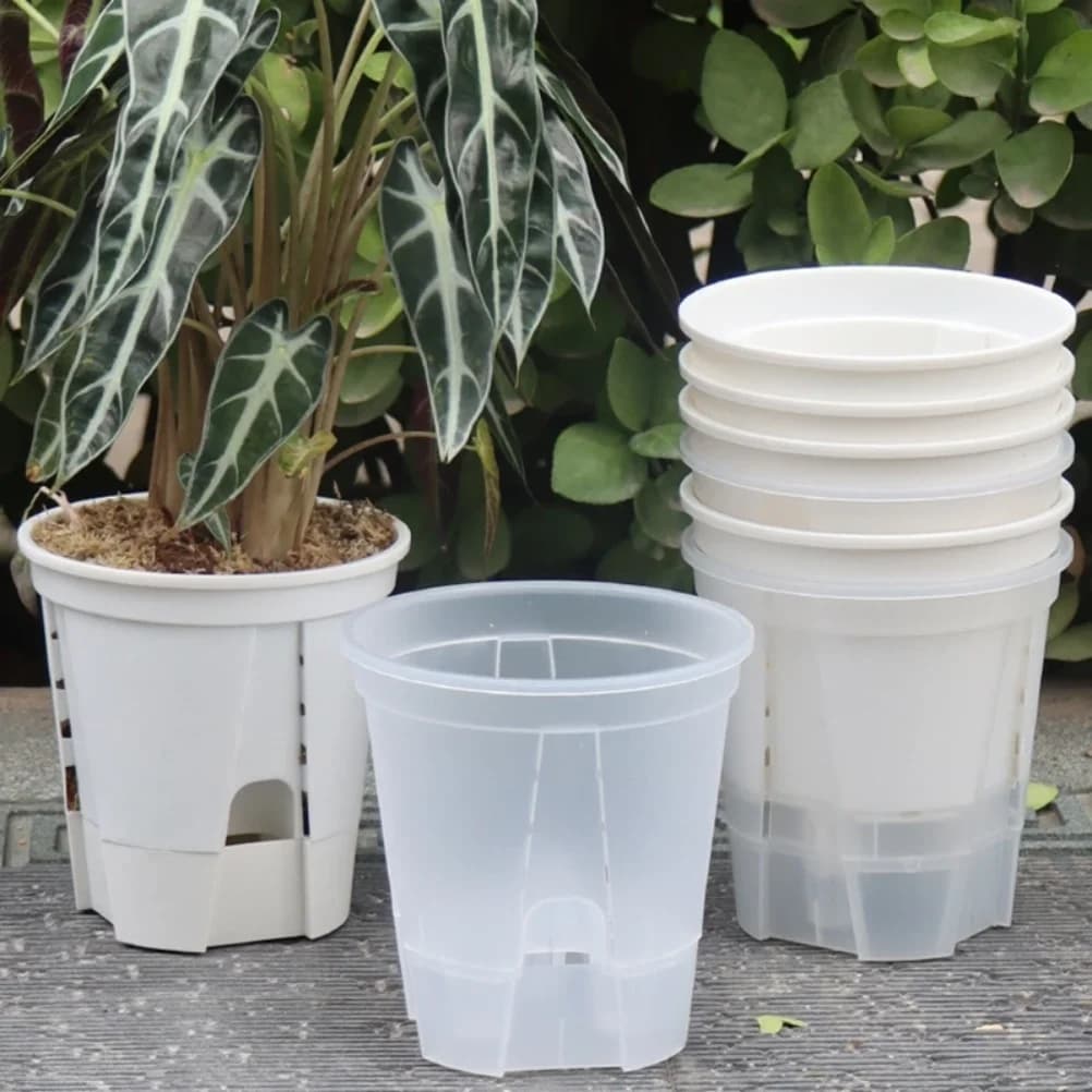 Vasi per Piante Autoirriganti Trasparenti, Fioriere in Plastica con Fori di Drenaggio per Piante da Interno ed Esterno, Decorazione Casa e Giardino