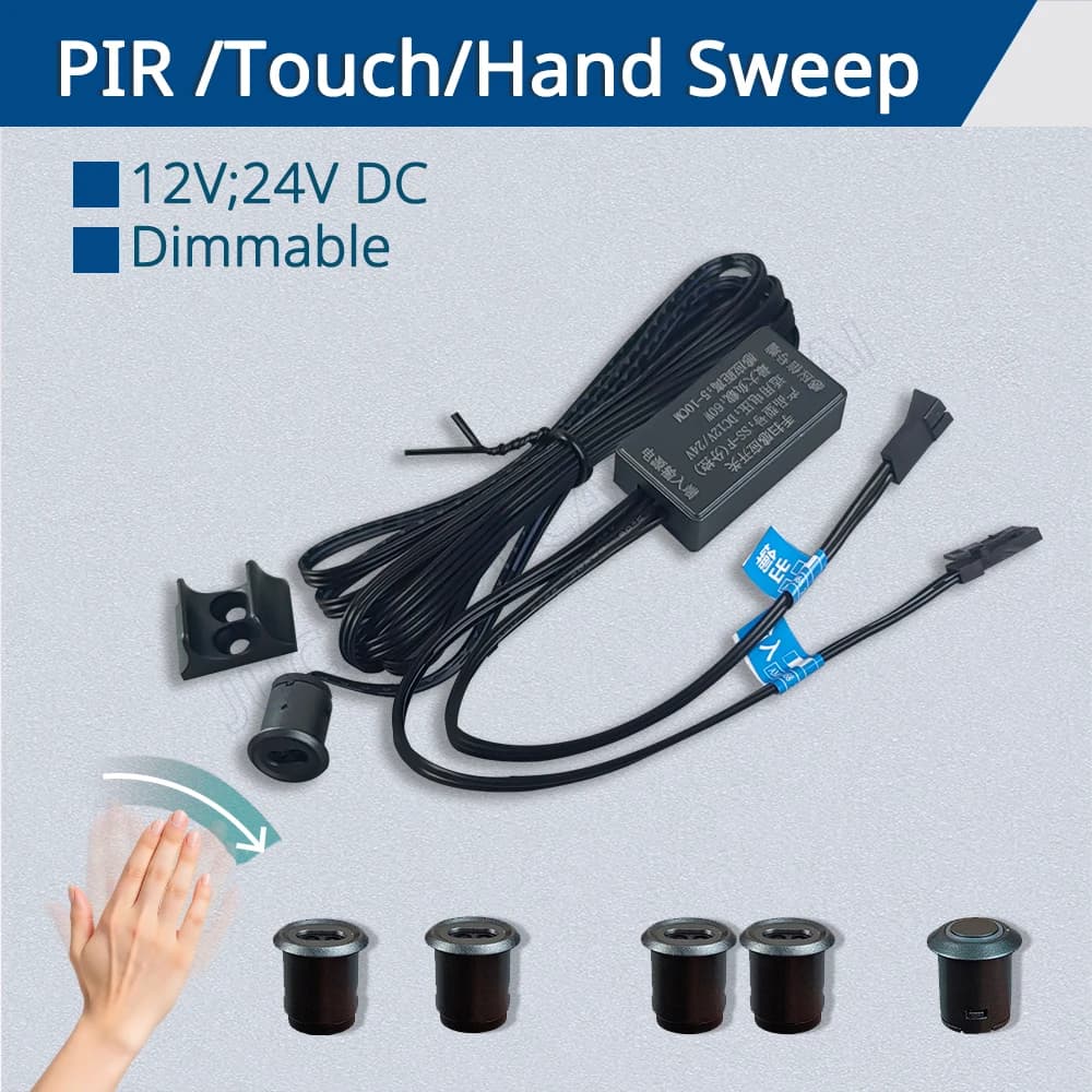 24 V DC 5A armadio/armadio interruttore sensore di luce Touch intelligente dimmerazione spazzata a mano sensore di controllo porta PIR Range3-5M di rilevamento
