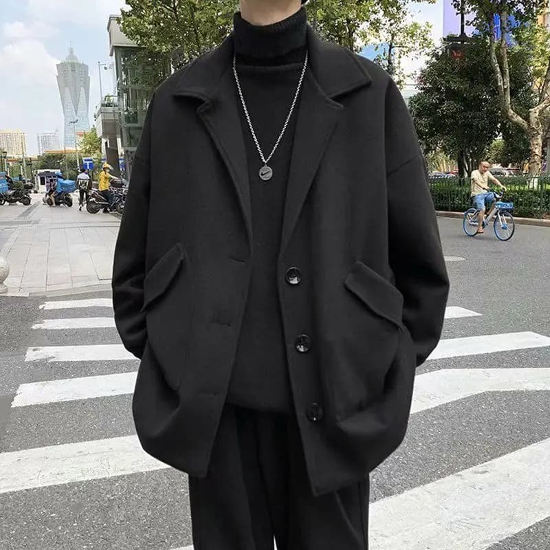 Men's coat in wool blend, hidden, covered, veiled, masked, shielded, hidden, wrapped, covered, cloak, shield, shelter