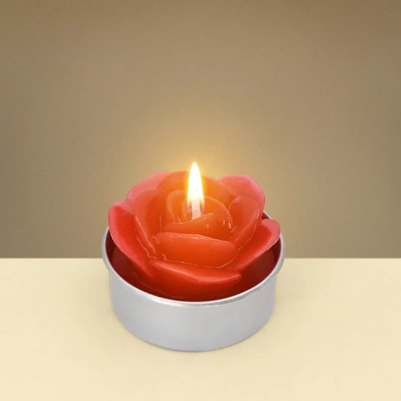 6-Pack Romantic Red Smokeless Proposal Candles Safe Rose-Shaped Tea Lamp Wax for Wedding Party Dates Home Decor