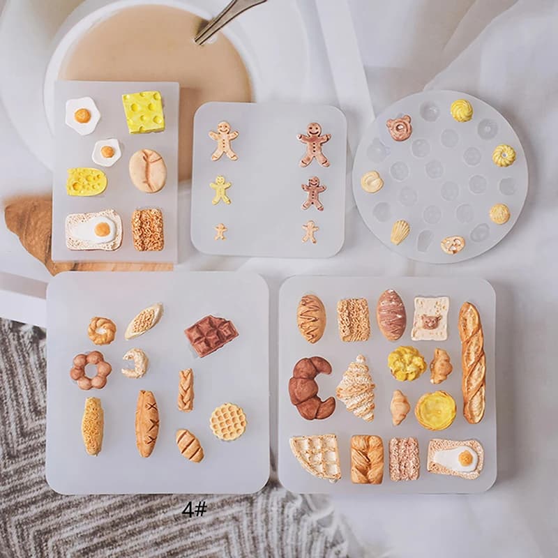 Stampo in Silicone per Mini Pane, Biscotti e Torte, per Modellare Cibo in Argilla, Accessori per Resina Fai-da-Te, Accessori in Miniatura per Case delle Bambole