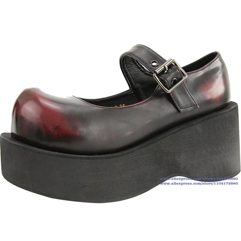 Scarpe Mary Jane con Plateau, Tacco a Zeppa e Cinturino con Fibbia, Stile Punk, Tacco Grosso, Mocassini, Scarpe da Donna