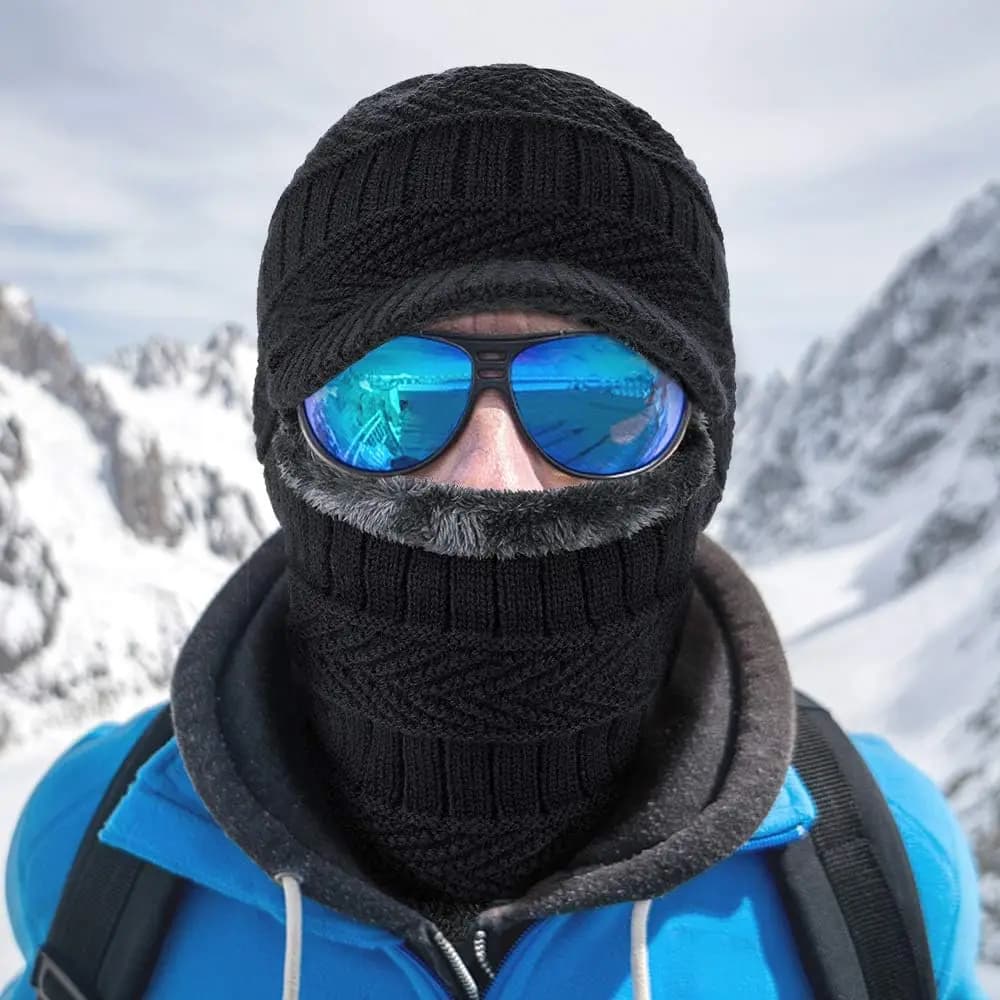 Winter Knitted Balaclava Hat Warm Cycling Ski Mask Face Covering Hat Neck Gaiter for Winter Outdoor Sports