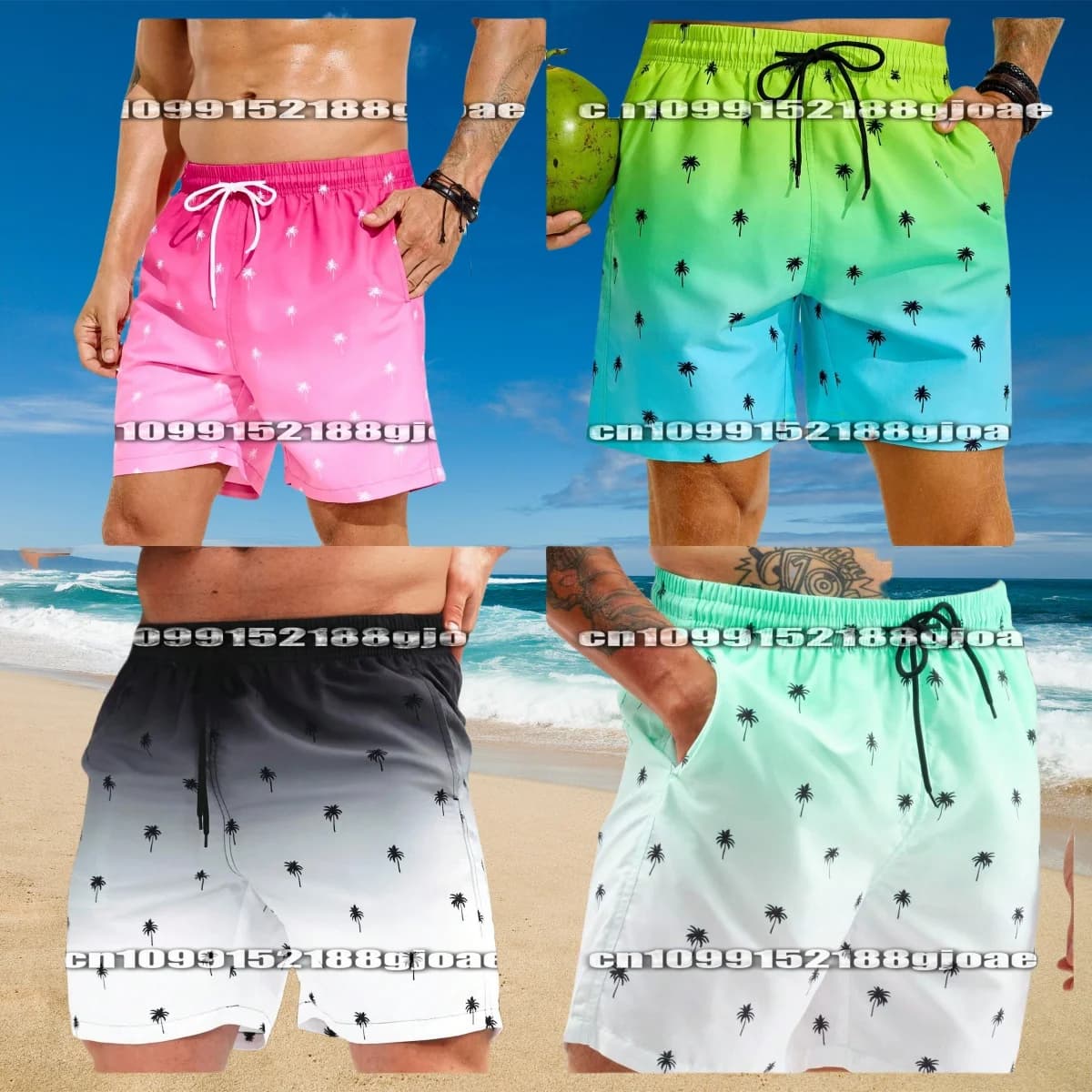 Men's Swimwear Board Shorts Anchor Tree 3d Beach Short Kids Casual Black White Shorts Men Trunks Male Swimsuit Sports Pant Brief
