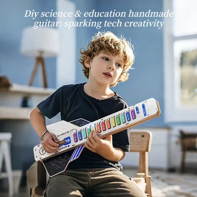 Kit per chitarra elettrica senza corde fai-da-te Bambini Science Tech Giocattoli educativi Chitarra per bambini Kit di materiali per giocattoli musicali autoassemblaggio