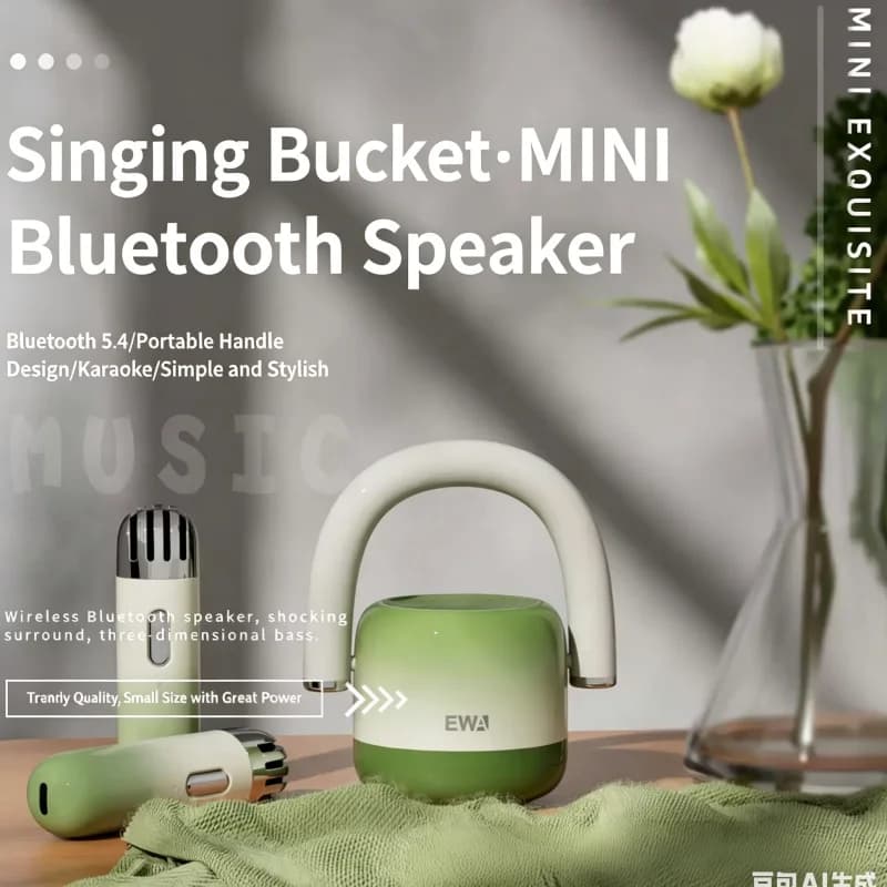 Mini Macchina Karaoke Portatile, Altoparlante Bluetooth con Microfoni Wireless, per Bambini e Adulti, Feste in Casa, Regali di Compleanno per Ragazze e Ragazzi