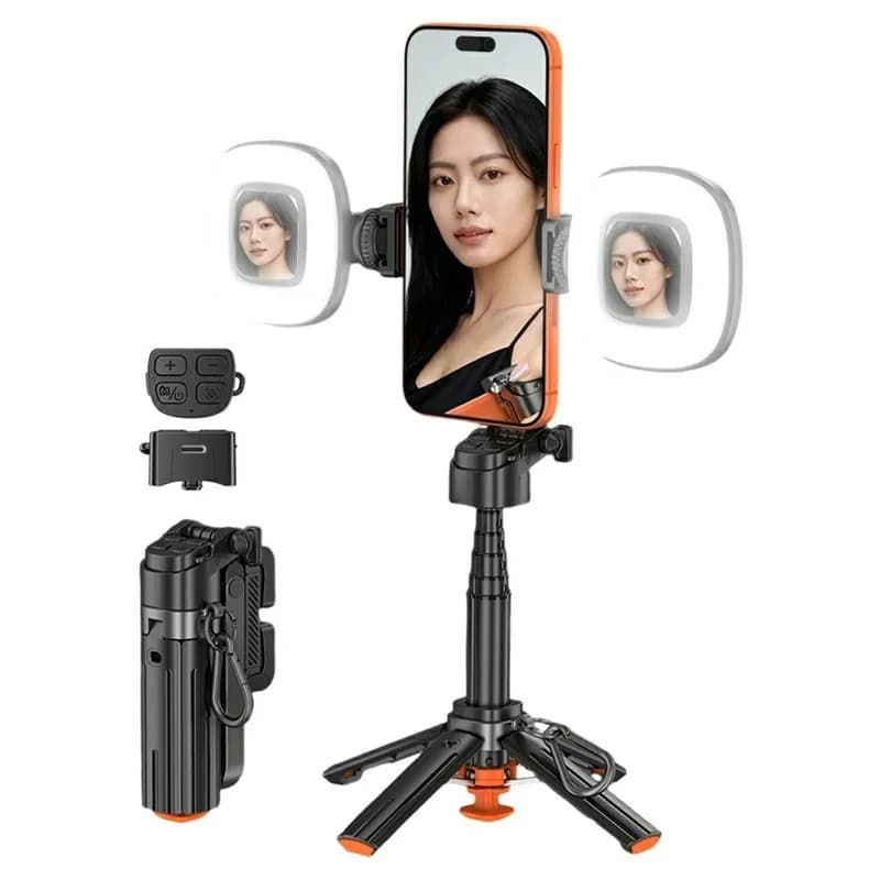 T13Y Selfie Stick Bluetooth Compatibile con Treppiede Estensibile, Supporto per Telefono in Lega di Zinco con Apertura Automatica per iPhone e Android