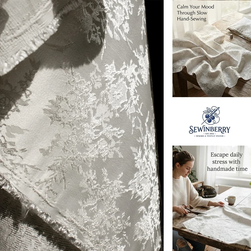 Vintage Chinese Style Silver Floral Jacquard Woven Fabric Stress‑Relief DIY Sewing Material For Cheongsam Garment Making Craft
