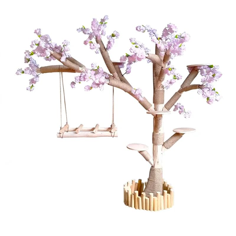 Solid wood cat climbing frame cat nest integrated dead tree trunk cherry blossom cat tree jumping platform