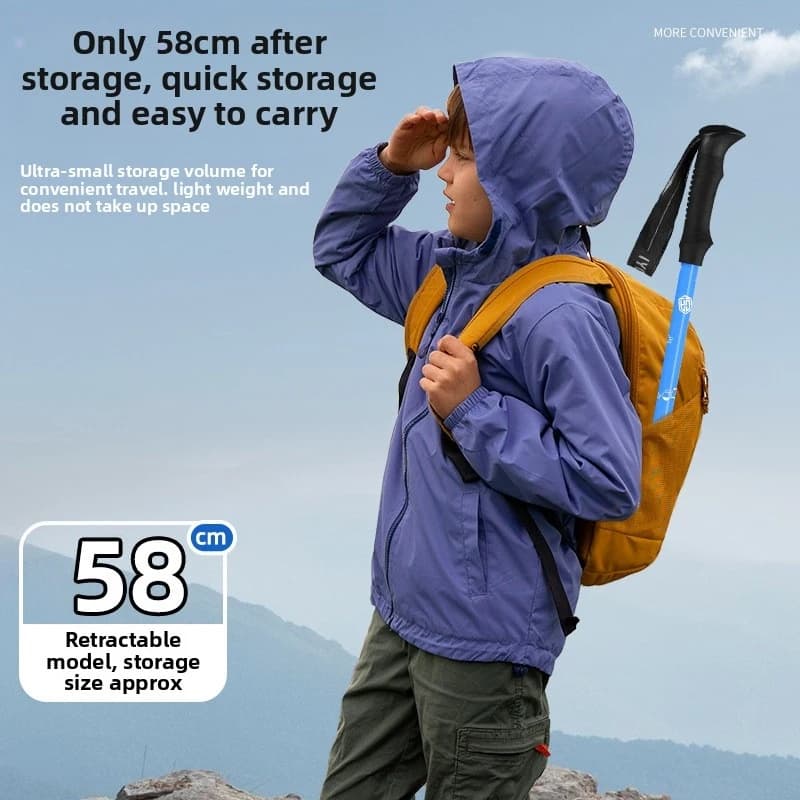 Kids Trekking Poles Adjustable Children Hiking Sticks Lightweight Anti-shock Walking Poles for Youth Boys Girls Outdoor Climbing