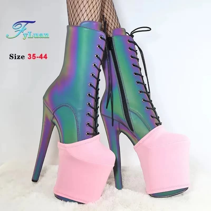 Nuove scarpe in pelle scamosciata durevoli Copriscarpe da 20 cm Tacchi altissimi Stivali da ballo con piattaforma da 10 cm Protezione per scarpe da allenamento Protezione