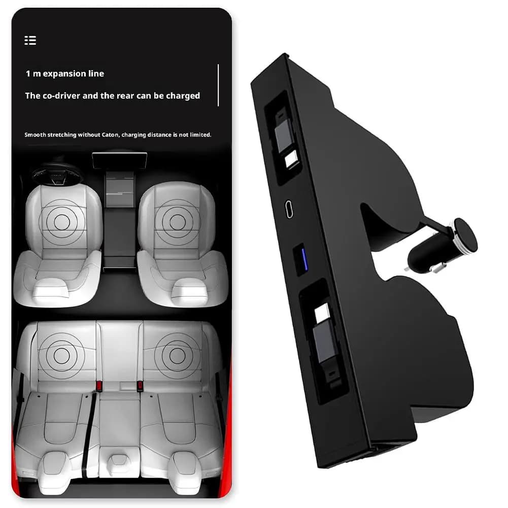 Hidden central console docking station for Tesla ModelY Juniper Hub load with telescopic rope for model 3 Highland D3X7