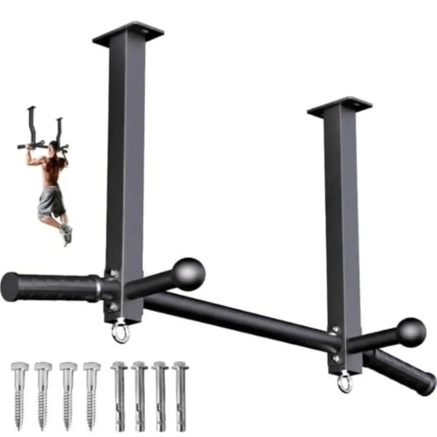 Ceiling bar 600 lbs, durable, multi-handle, for tractions and lifts, to be mounted on beams 24/16, for gym/garage/cantina