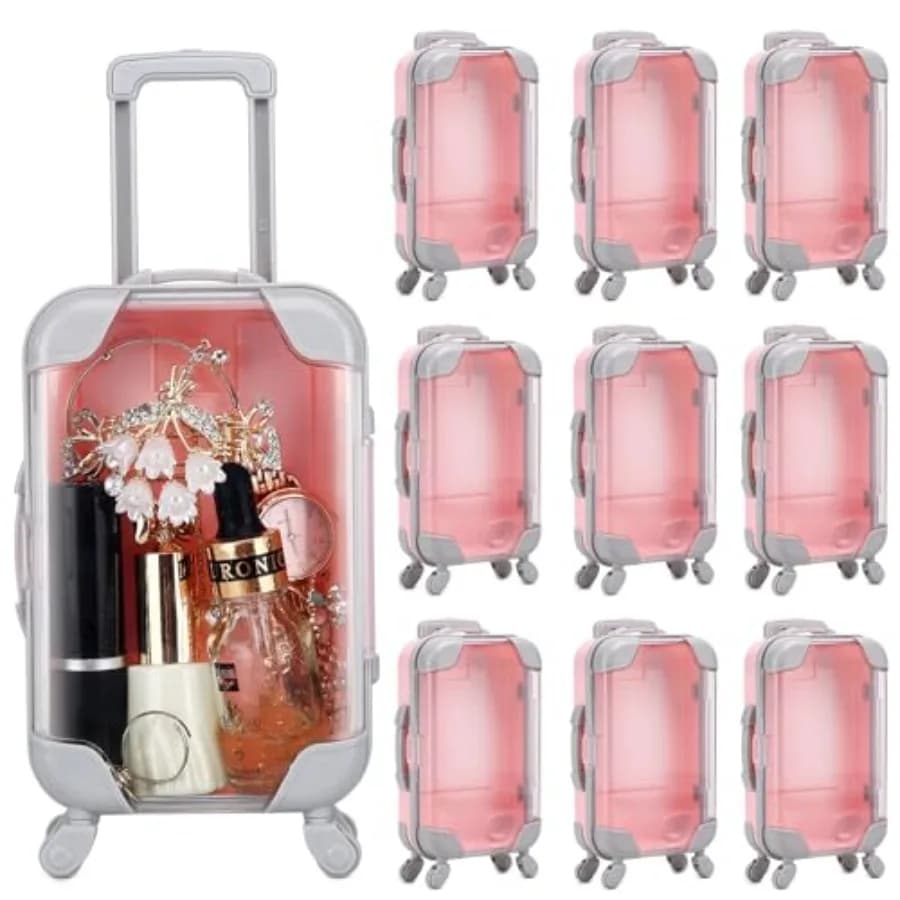 Confezione da 10 Mini Valigie per Bomboniere, Scatole Regalo in Plastica per Ciglia Finte, Scatole a Forma di Bagaglio per Viaggi, Matrimoni, Addii al Nubilato