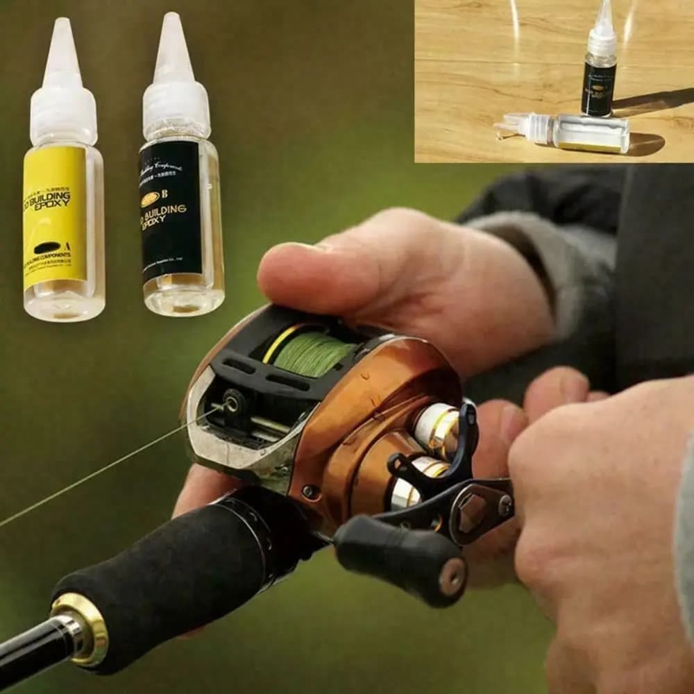 2 pezzi durevole resina epossidica canna da pesca colla fai da te canne da pesca accessori AB colla attrezzatura da pesca strumenti di riparazione colla trasparente