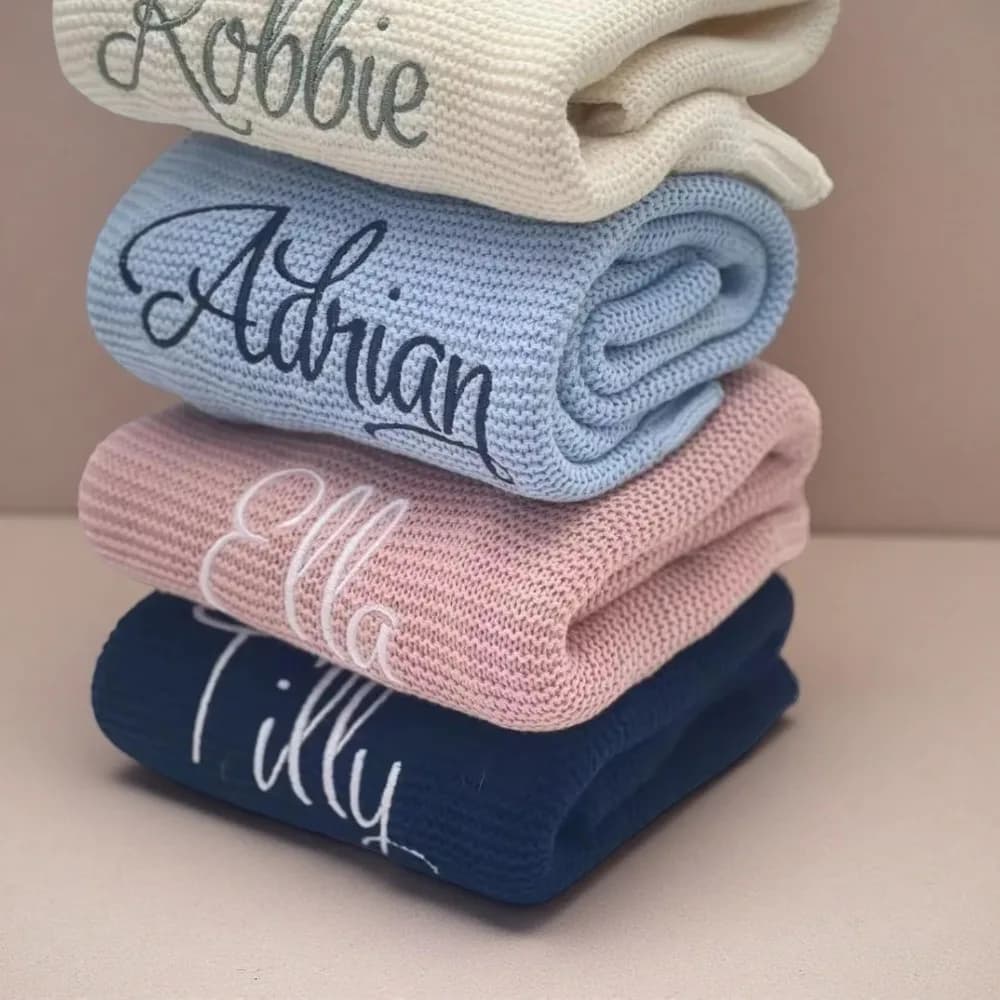 Coperta per neonato con ricamo personalizzato Nome personalizzato Coperta per fasciatoio per bambini Coperta per carrello Coperta per biancheria da letto calda e morbida