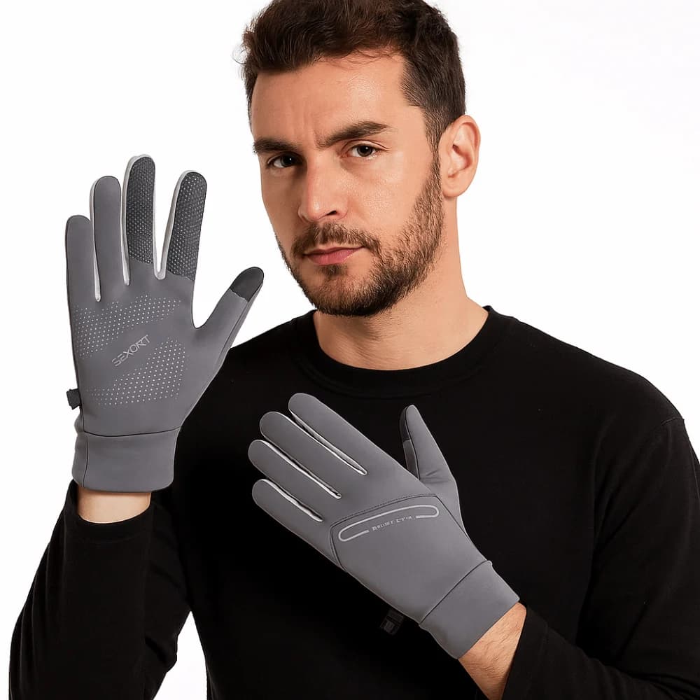 Comfortable Solid Color Winter Warm Gloves Full Finger Touchscreen Cycling Gloves Anti Slip Lightweight Sports Mittens Men
