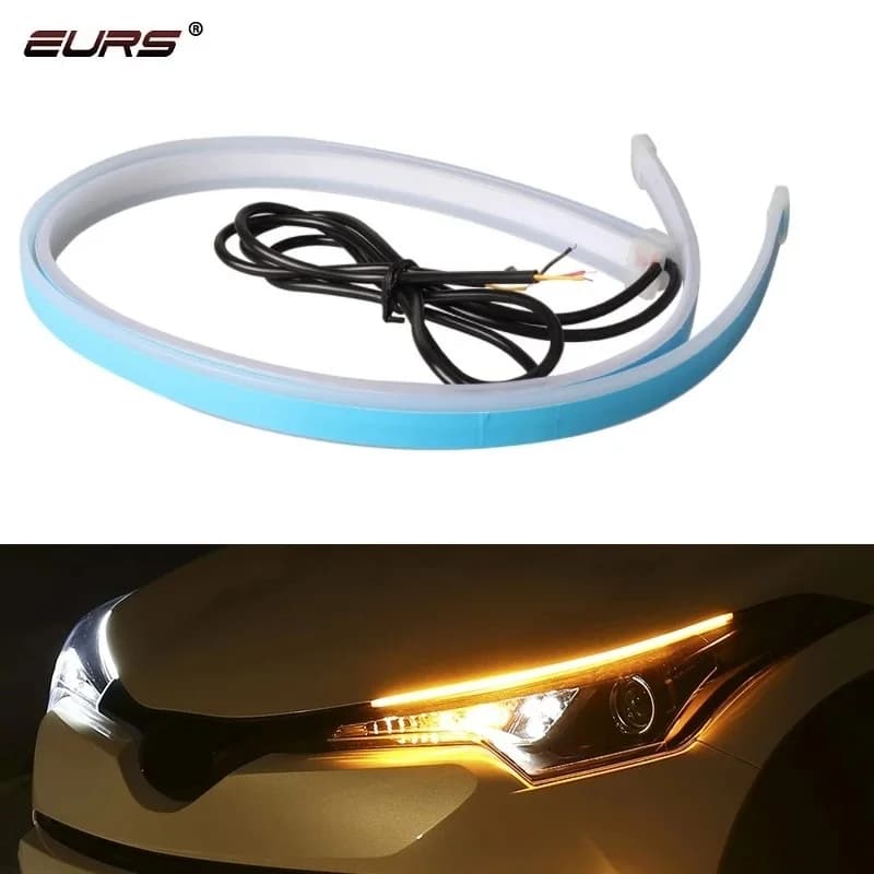 EURS DRL luce di marcia diurna 30cm 45cm 60cm impermeabile flessibile lampada da giorno per auto morbida striscia LED indicatore di direzione luci di flusso dei freni 12V