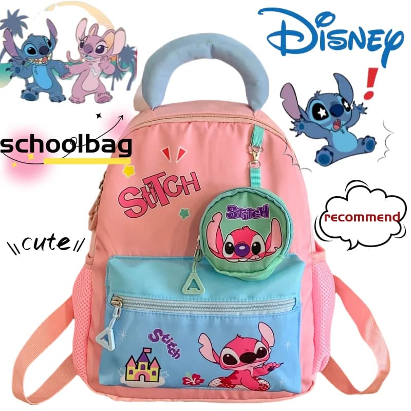 Stitch Angel carino dolce kawaii moda ad alto valore anime periferico studente cartone animato leggero zaino impermeabile borsa da scuola