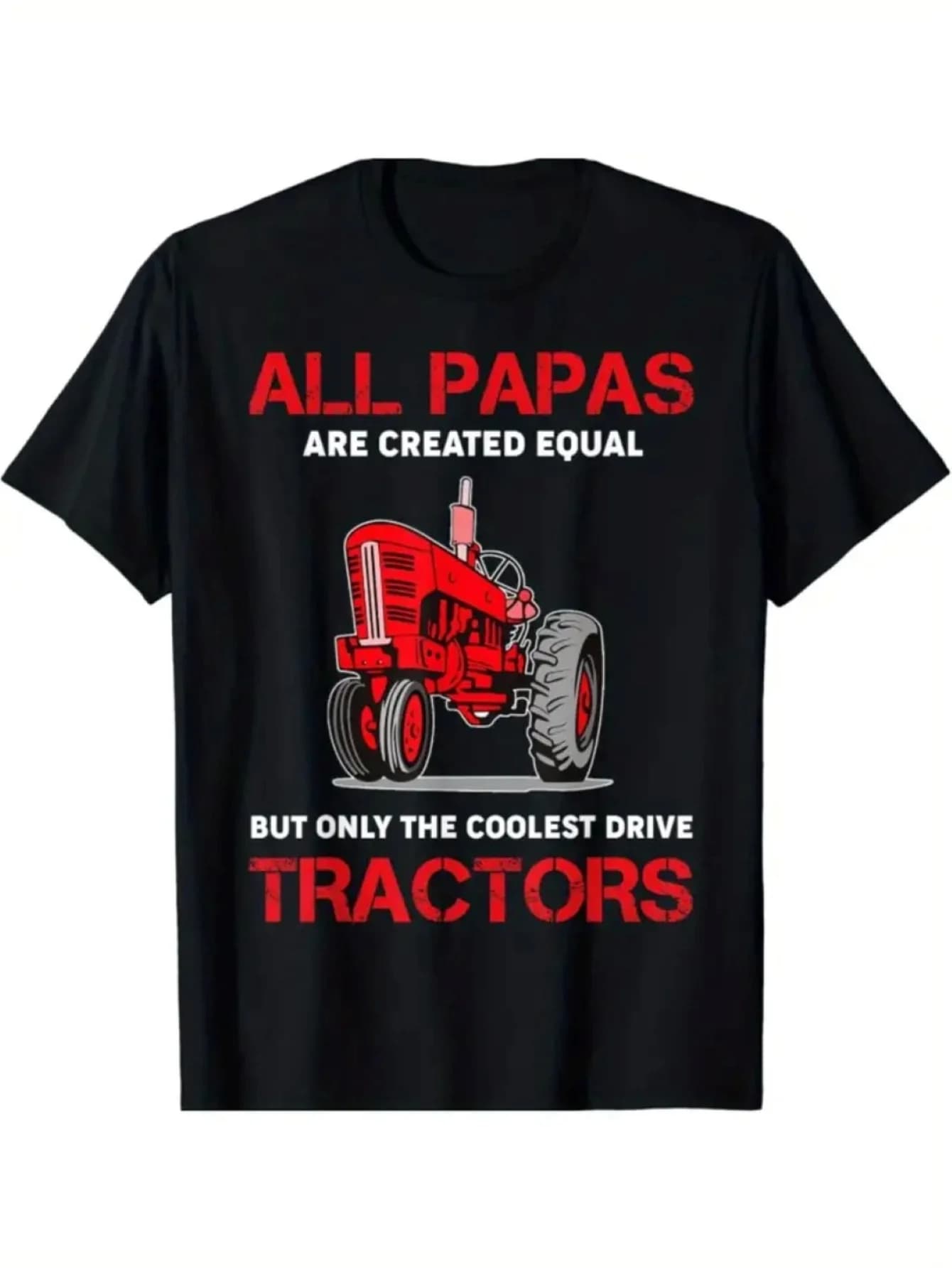 Unisex 1pc-style Casual cotton crew neck t-shirt, geometric tractor print, Comfort for all seasons