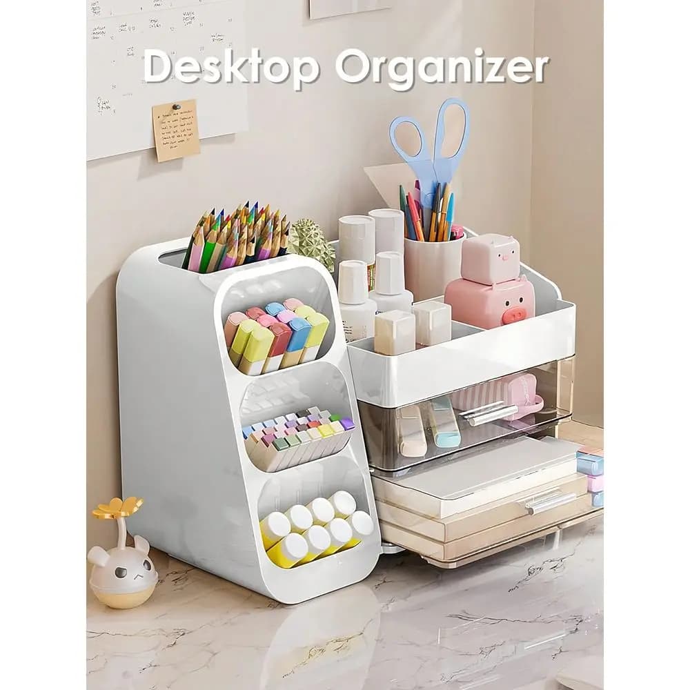 Organizer con Porta Pennelli, Porta Rossetti, Grande Organizer da Bagno per Piano di Lavoro, Porta Smalti, Contenitore per Prodotti Skincare