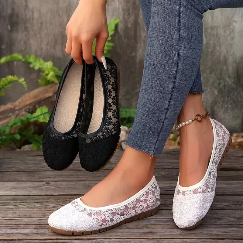 Scarpe Sportive Casual Comode con Tacco Quadrato e Punta Bassa in Mesh per Donne, Traspiranti e Leggere per Camminare Quotidianamente