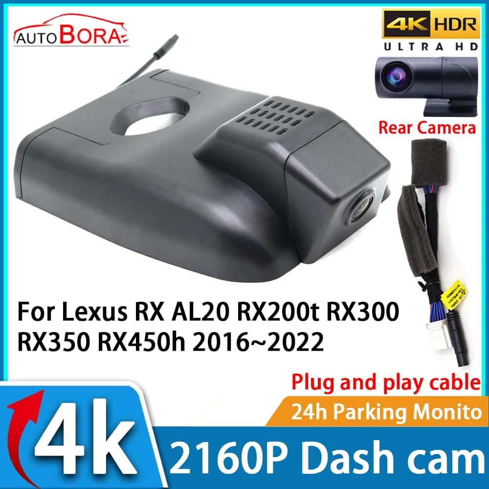 Video Recorder for Auto ZhuCam with Night Vision UHD 4K 2160P DVR Dash Cam for Lexus RX AL20 RX200t RX300 RX350 RX450h 2016~2022