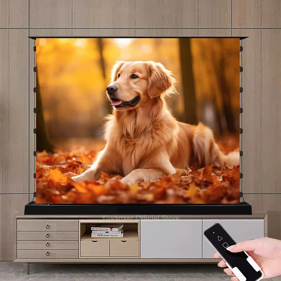 Grey Crystal Floor Rising Projector Screen ALR Motorized Electric Rollable Screen for Normal Throw Projector 72-150 inch