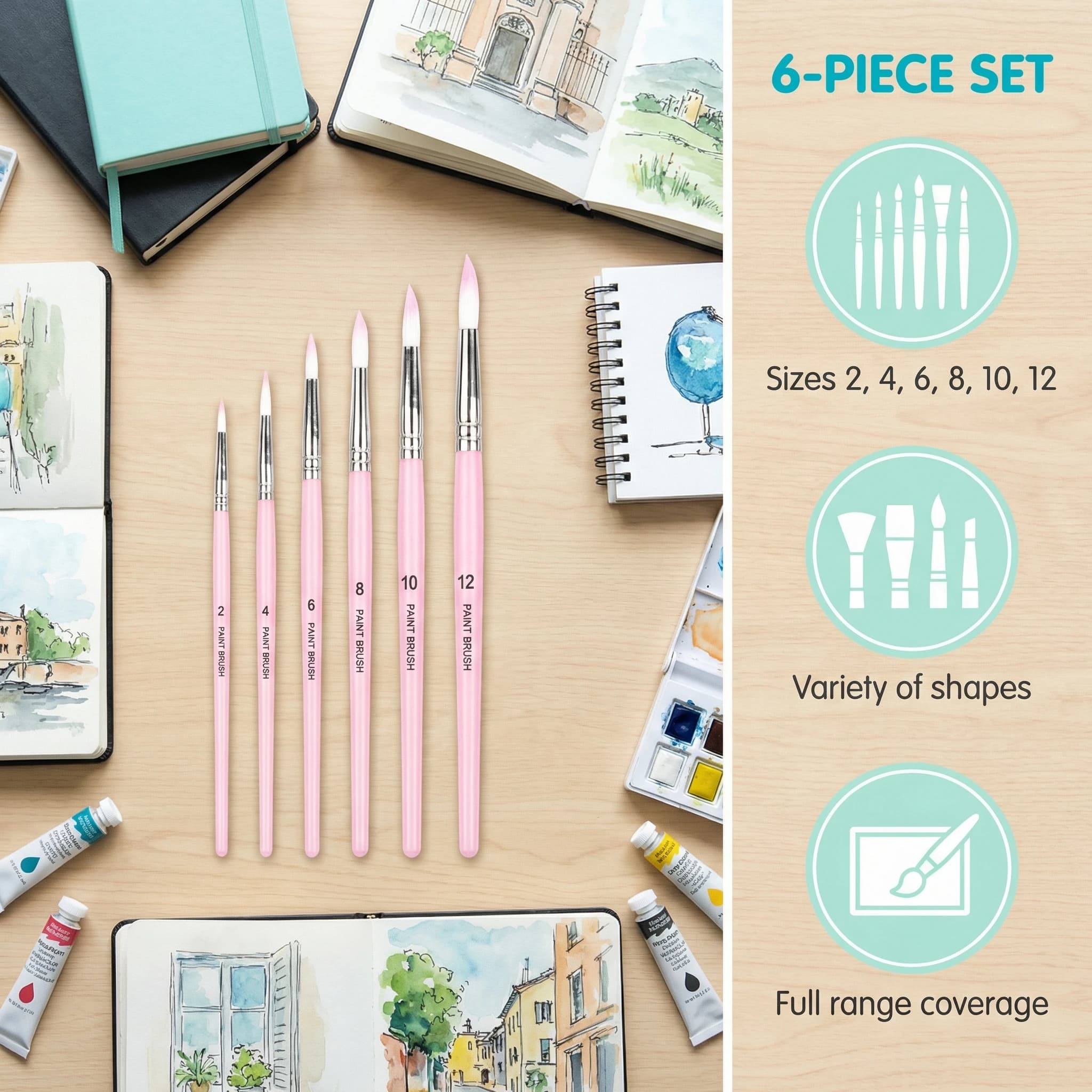 MOTARRO Nylon Paint Brush Set – Oil Painting, Flat Brushes, Watercolor, Gouache, Calligraphy Brushes, Art Painting Supplies