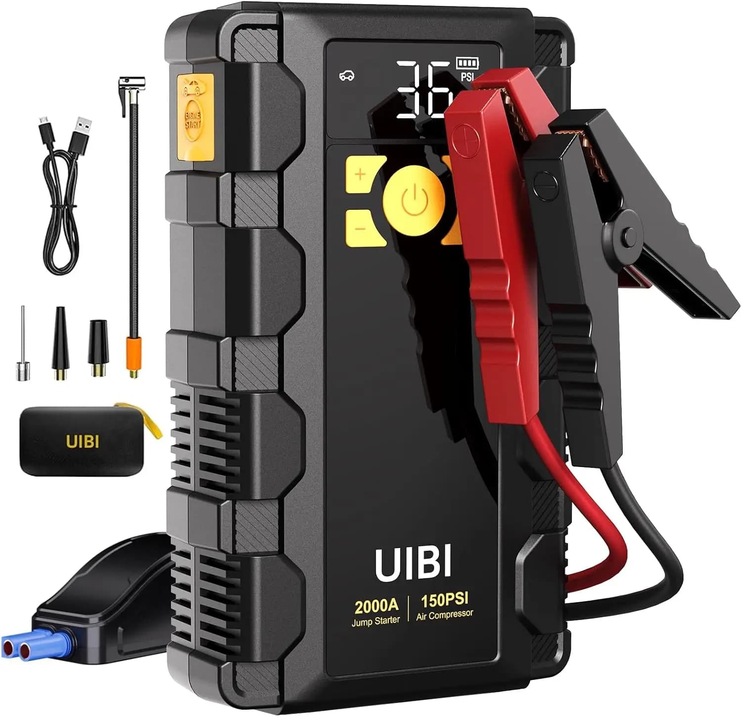 Avviatore d'Emergenza per Auto 2000A con Compressore d'Aria 150PSI, Batteria Portatile per Veicoli a Benzina 8.0L o Diesel 6.0L