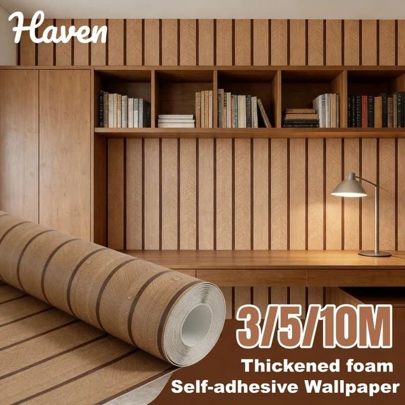 Fonoabsorbent Panel in Foam Mirror Effect Wood Self-adhesive Parade Paper for Interior Decoration Restructuring Apartments Studio Armadio Desk
