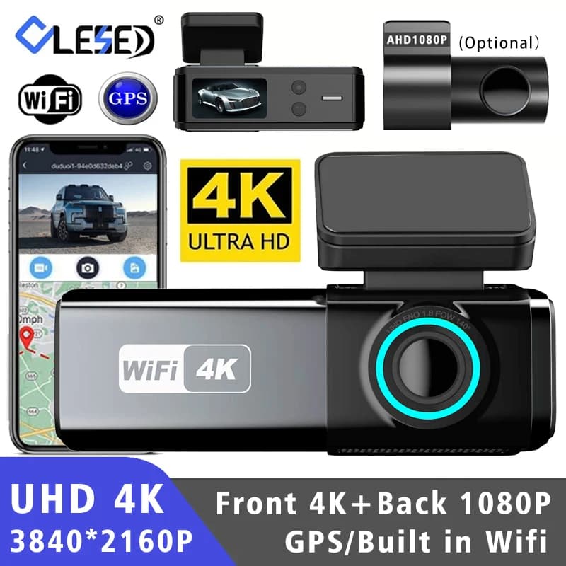 Car DVR 4K 3840*2160P WIFI GPS Dash Cam Mini Camera Front and Rear Dual Lens Dashcam Black Box Video Drive Recorder Night Vision