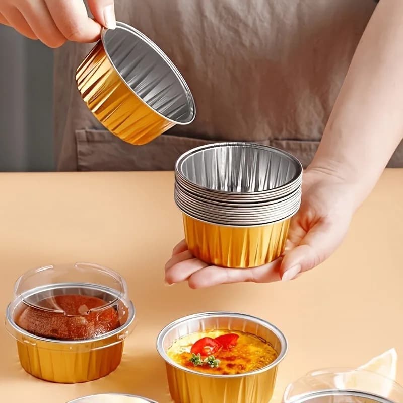 Kitchen Air Fryer Baking Tin Foil Box Barbecue Egg Tart Pudding Tray for Restaurant/commercial Use (without Lid)