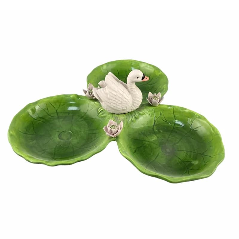 Piatto a griglia in ceramica a forma di cigno, snack per frutta secca, snack per la casa