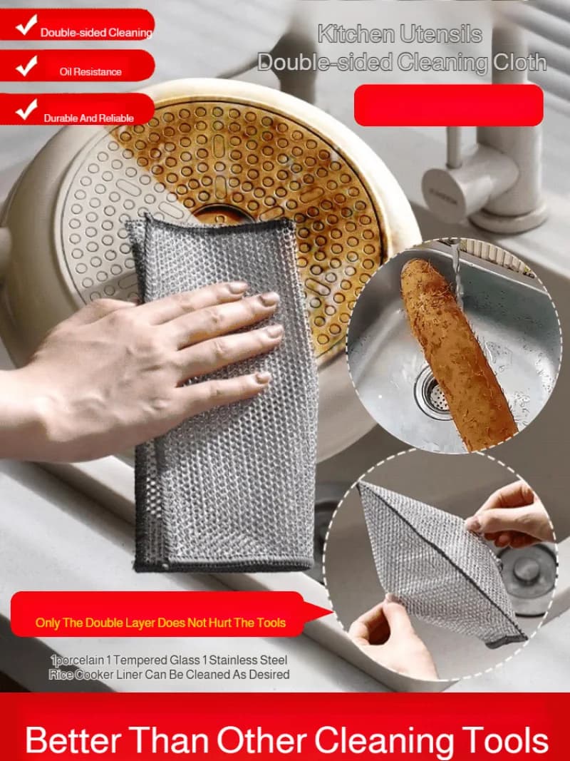 Double layer bamboo charcoal silver dish cloth Powerful Cleaning non-stick stain removal dish towel