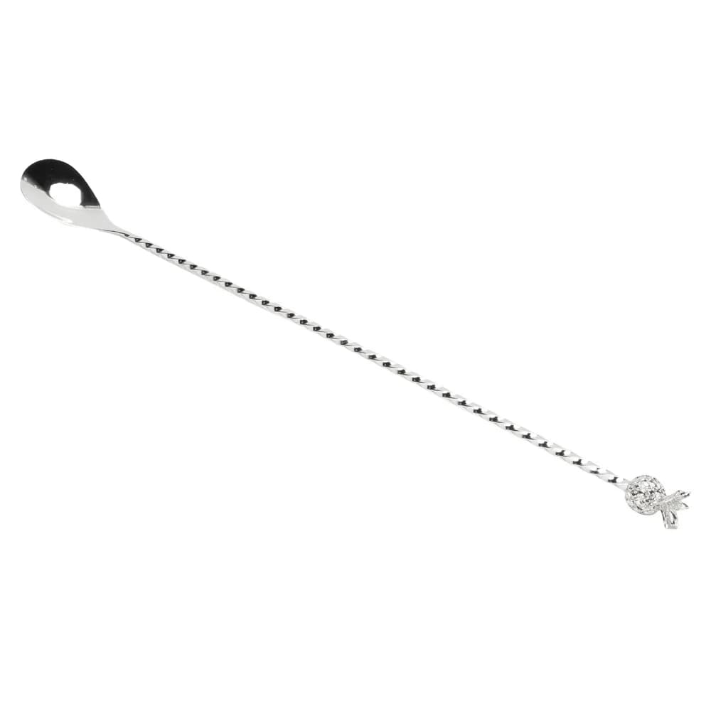 Stainless Steel Cocktail Stirrer Spoon Long Handle Spiral Pattern Cocktail Shaker Spoon Pineapple Handle Comfortable Grip