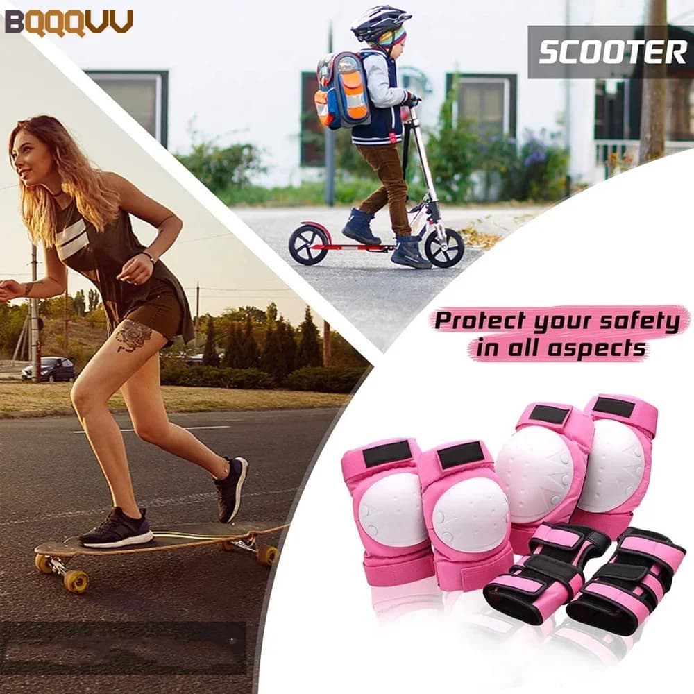Set di 6 Pezzi: Ginocchiere, Gomitiere e Protezioni per Polsi per Pattinaggio in Linea, Pattinaggio a Rotelle, Skateboard e Sport Multipli