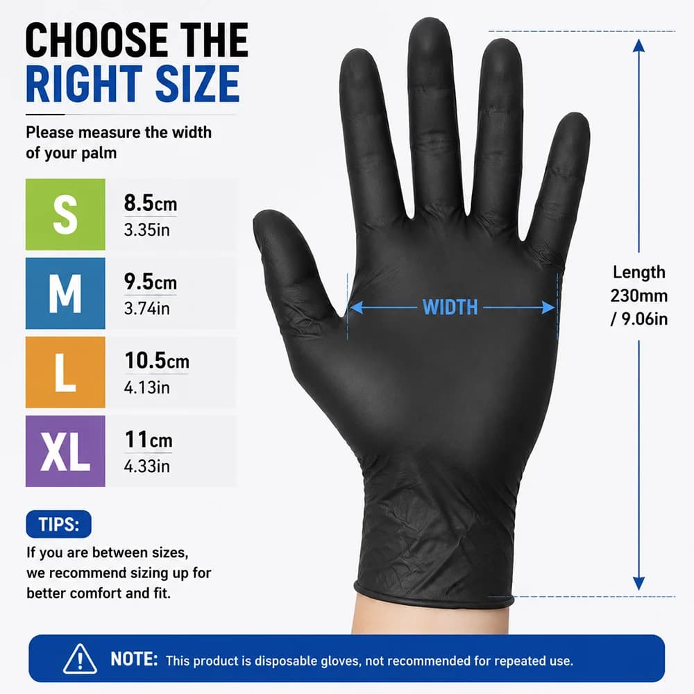 Black Disposable Nitrile Gloves S/M/L/XL 10-100pcs Latex Free Durable Protective Gloves for Tattoo Salon Clean Maintenance Work